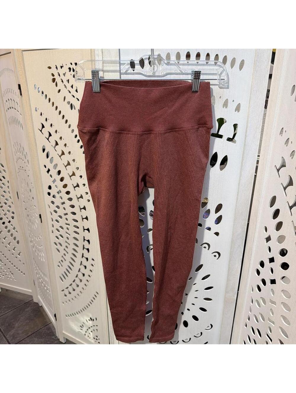 Balance Athletica (now VITALITY) High-waisted ribbed leggings in rust